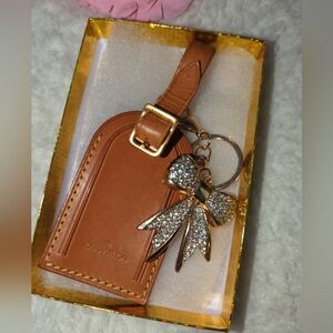Louis Vuitton Tan Leather Key Holder with Gold and Silver Bow
